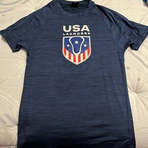 USA Lacrosse Blue Dry fit Fleece Lined T-Shirt Size S